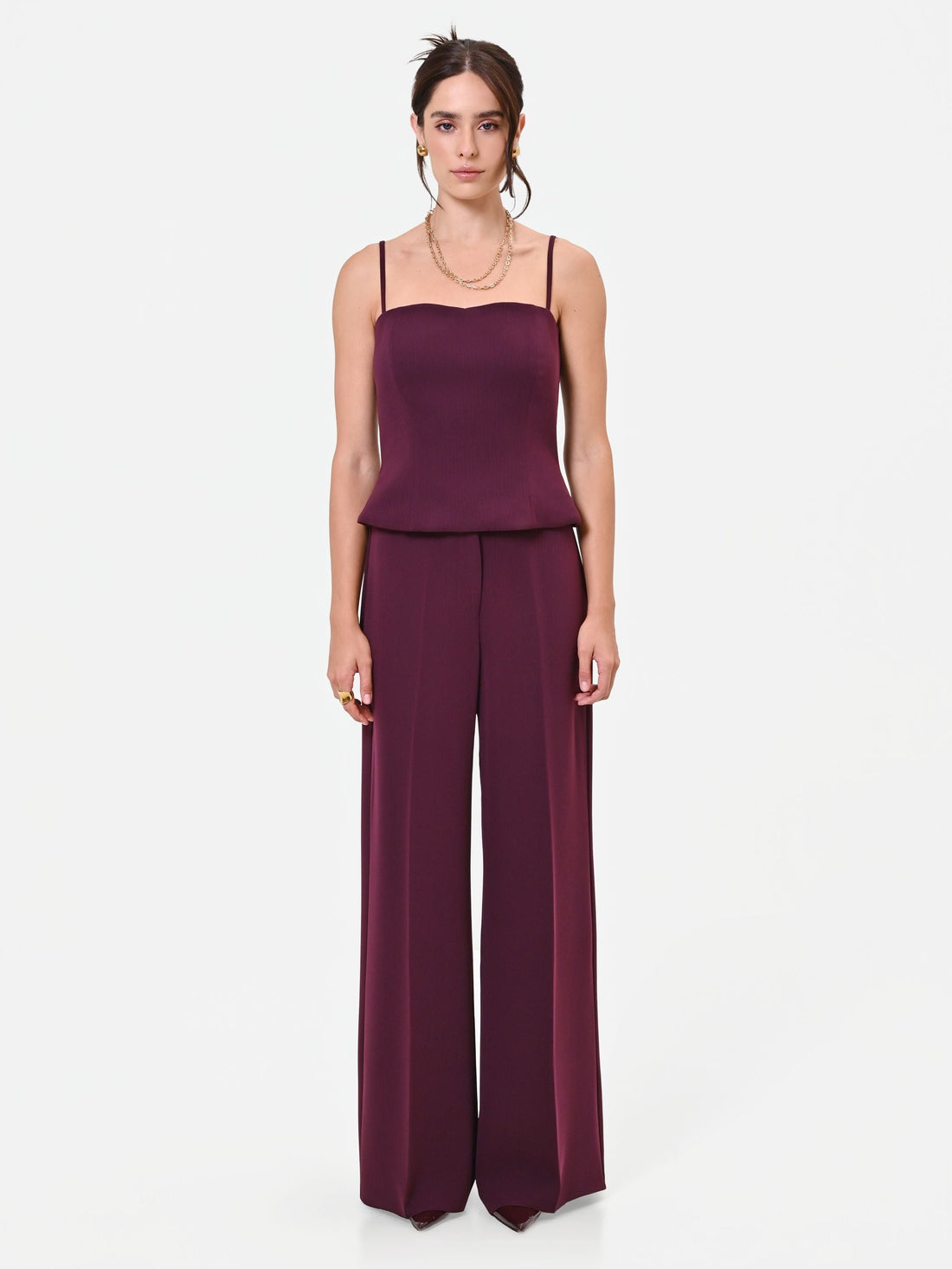 Top Studio  bustier bordeaux in crepe gessato
