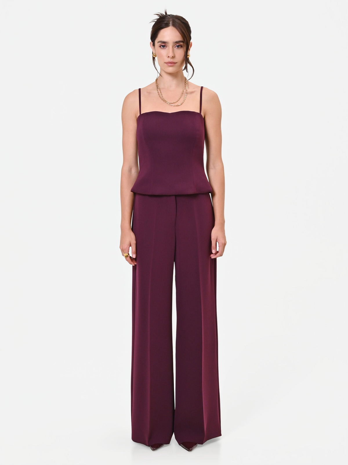 Top Studio  bustier bordeaux in crepe gessato