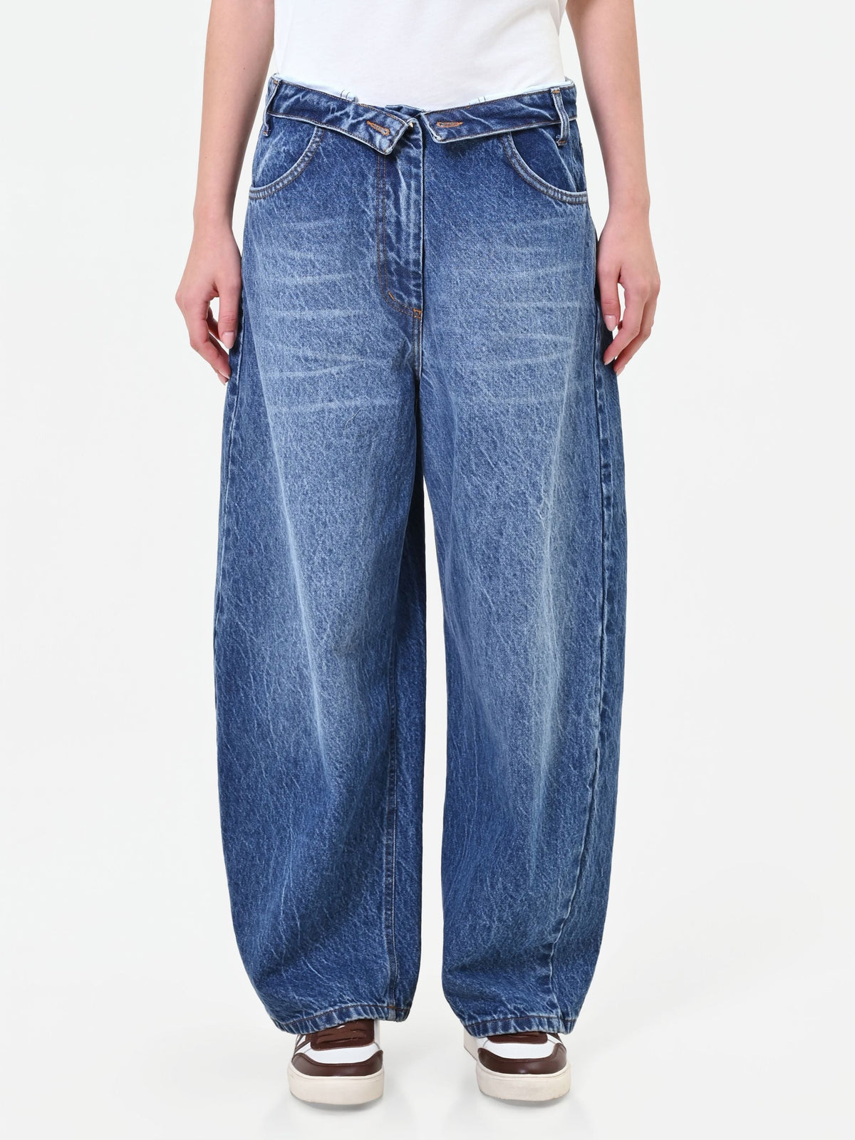Jeans balloon con vita ribaltata