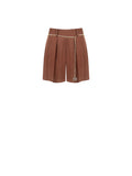 Shorts Marroni in Lino Viscosa