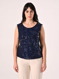 Top Curvy Paillettes Blu