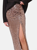 Gonna longuette in paillettes con drappeggio