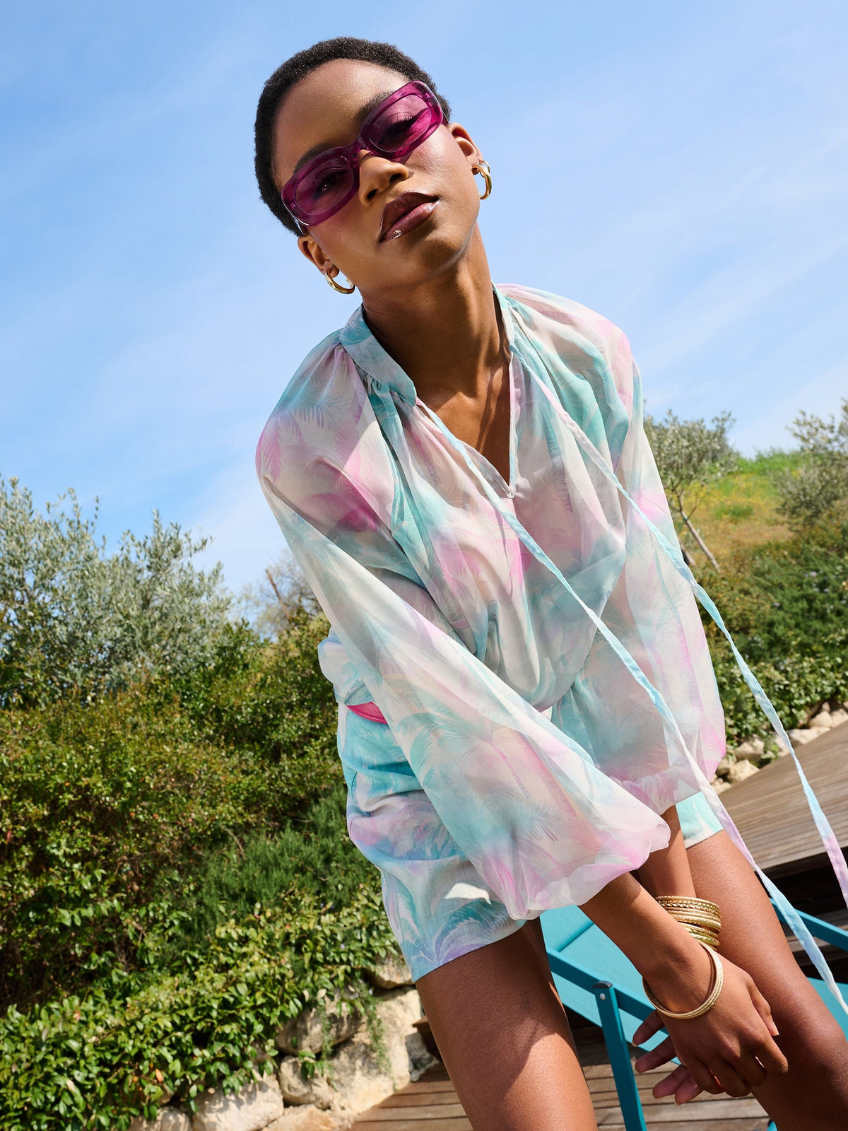 Blusa stampa Palme