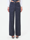 Pantalone blu navy in punto milano effetto denim