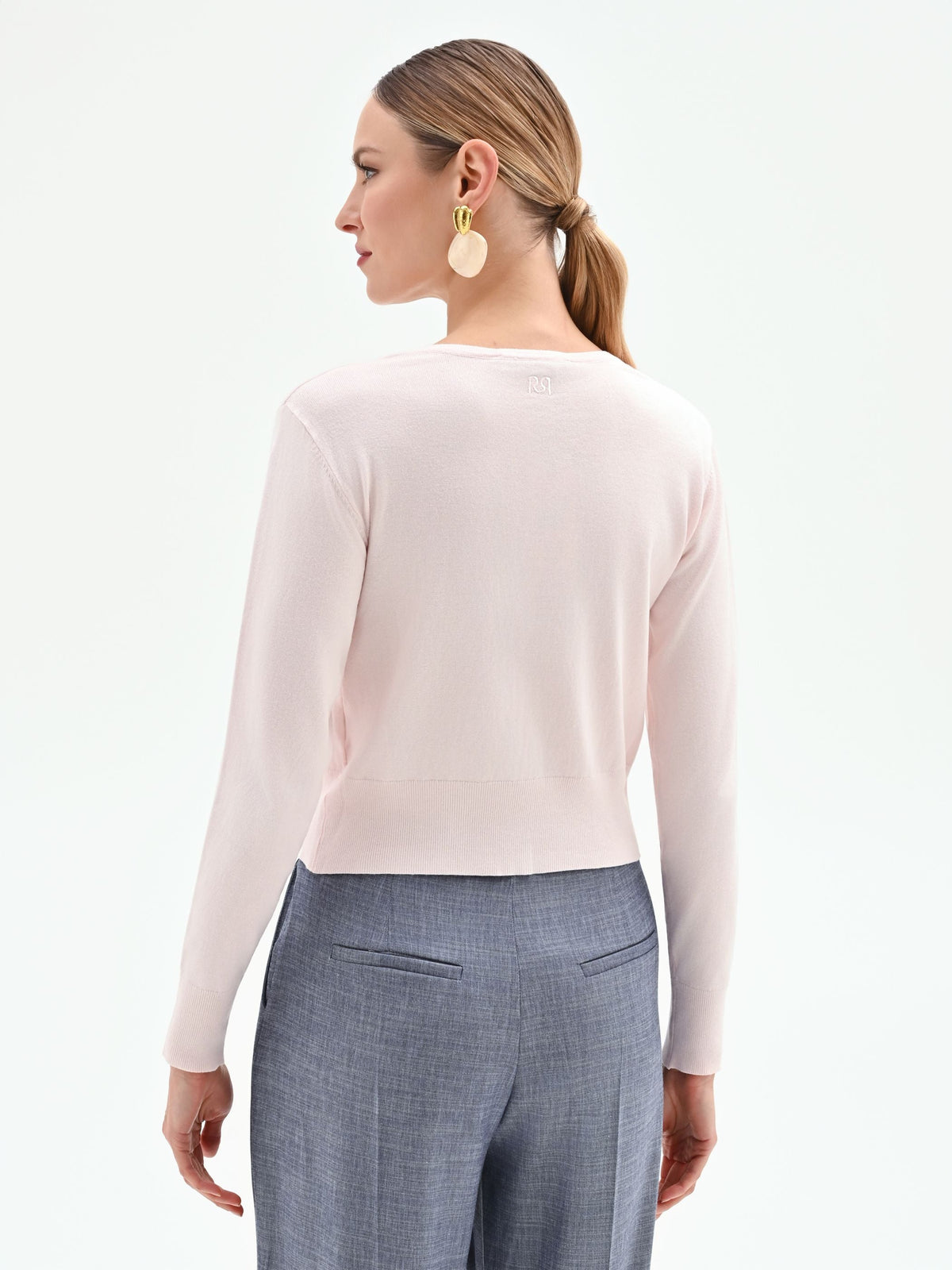 Cardigan cropped rosa pastello