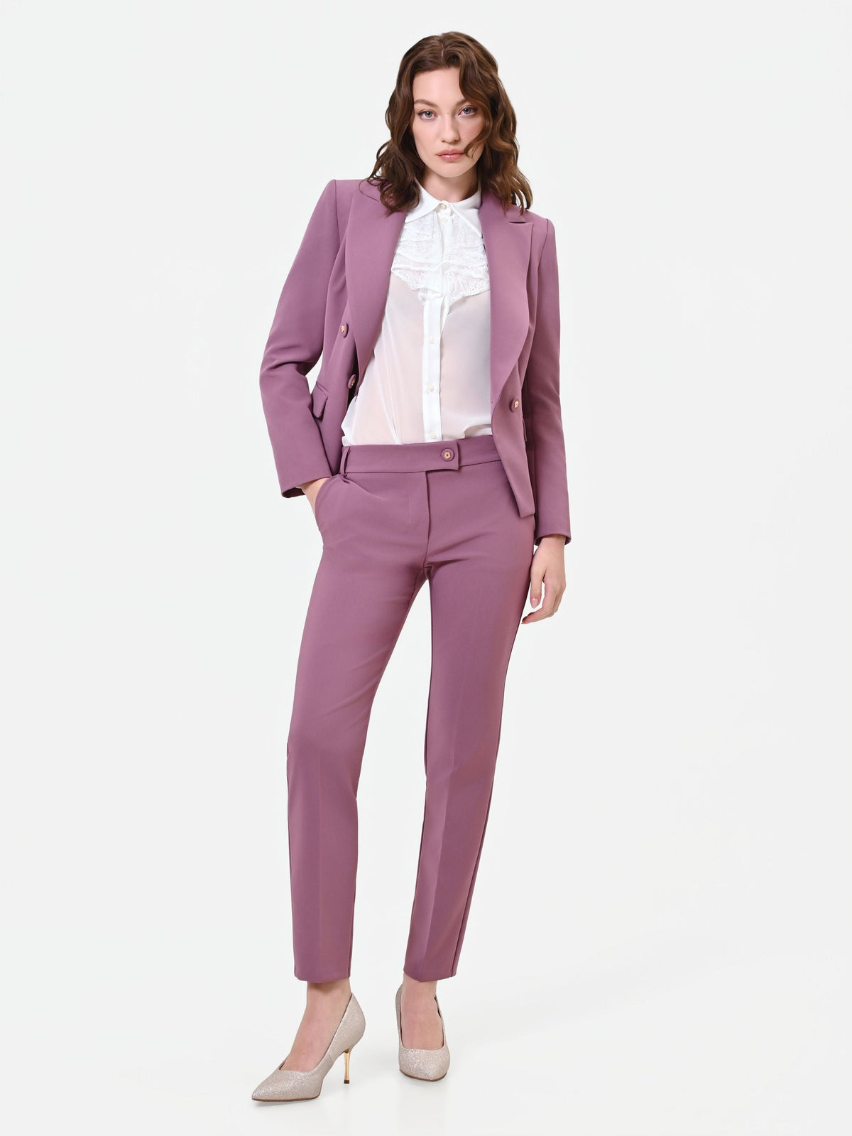 Pantalone rosa antico a sigaretta
