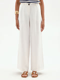 Pantalone bianco a palazzo con pinces