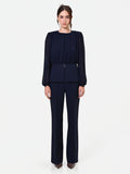 Camicia Studio blu navy in georgette con baschina
