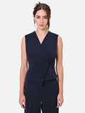 Gilet Studio gessato asimmetrico blu navy