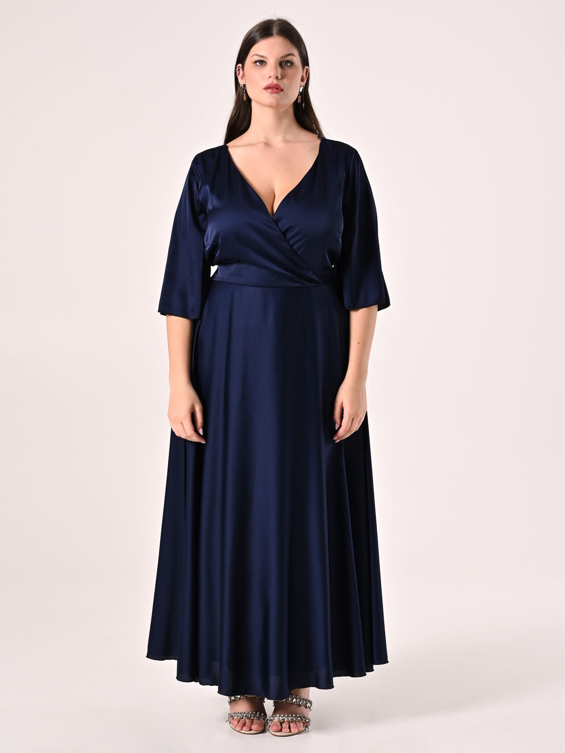 Abito Curvy Blu in Raso