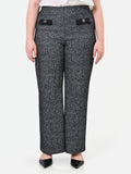 Pantalone Curvy nero a gamba dritta in tessuto boucle