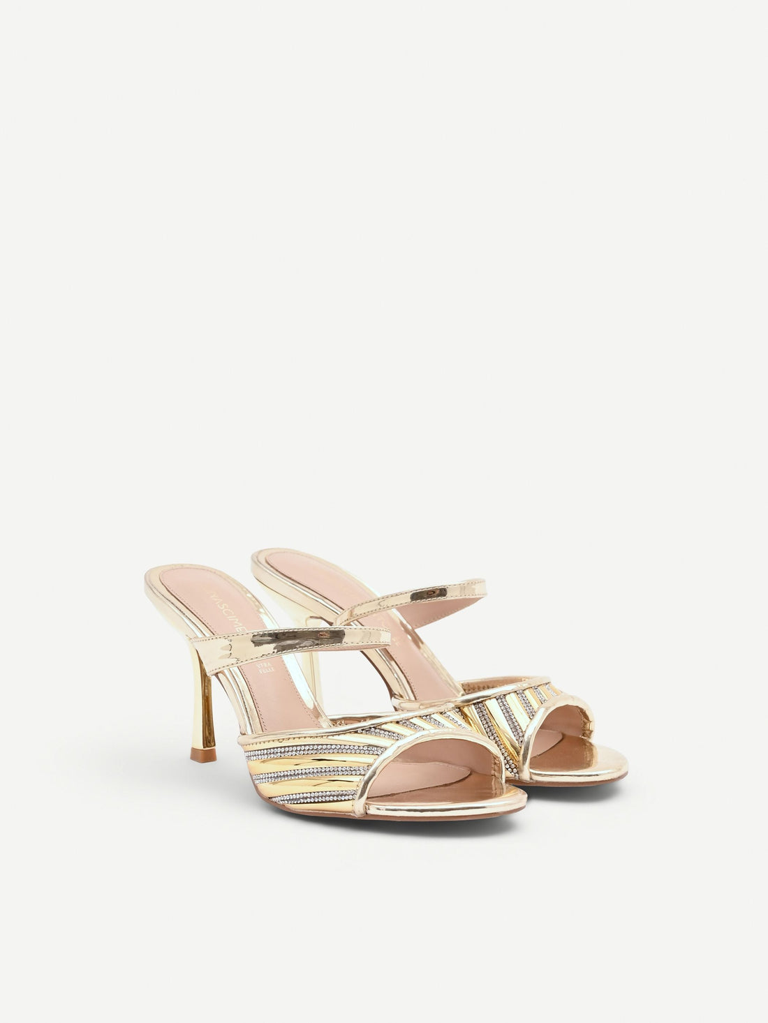 Sandalo sabot oro con fascia di strass