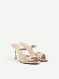 Sandalo sabot oro con fascia di strass