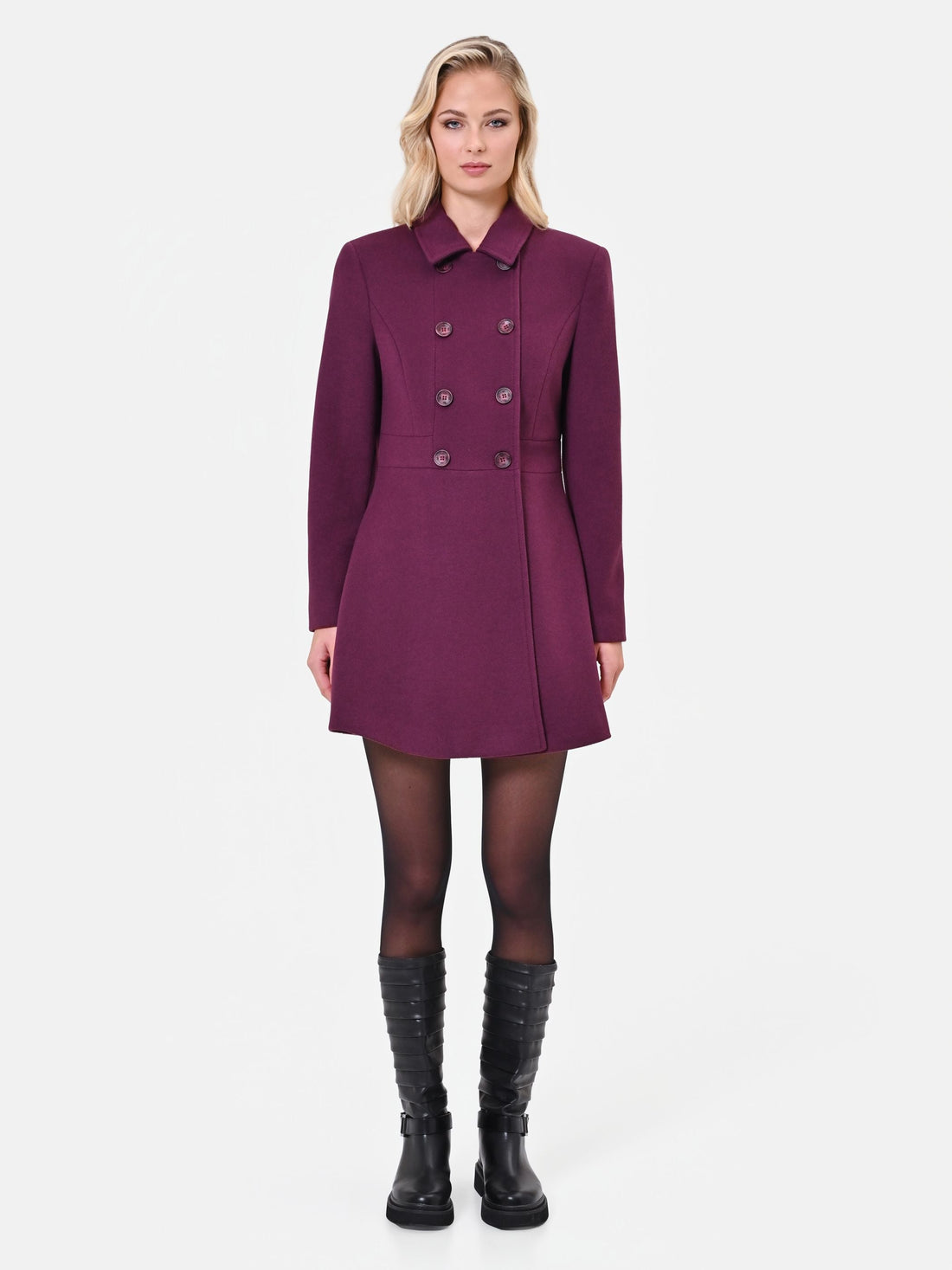 Cappotto bordeaux rosso a trapezio in velour