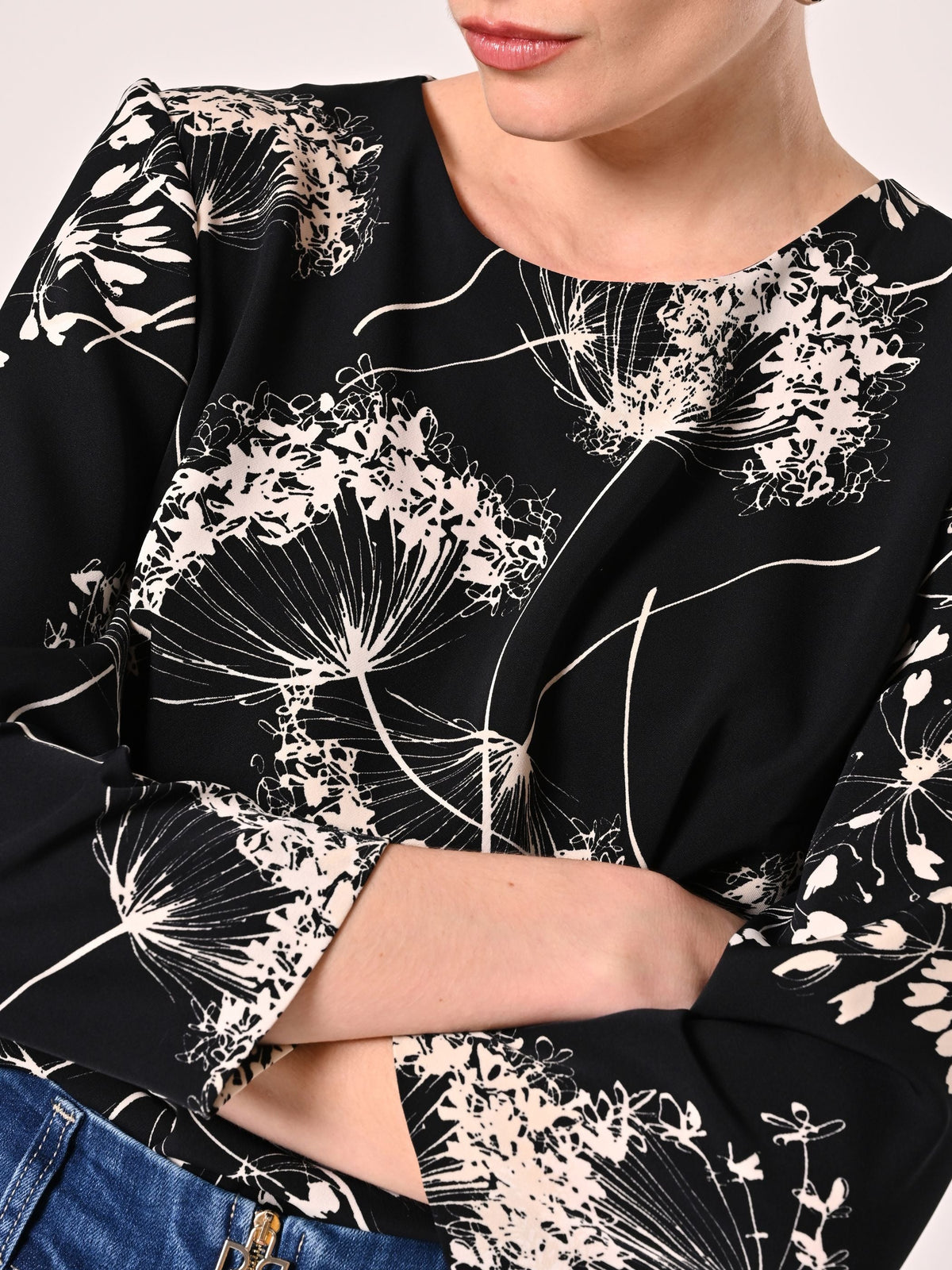 Blusa stampa Floreale Black & White