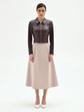 Giacca similpelle marrone con colletto