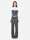 Pantalone gessato grigio con paillettes