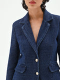 Giacca blazer blu in denim lurex