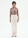 Pantalone palazzo in misto cotone lyocell bianco
