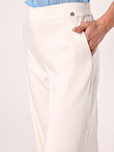 Pantaloni Bianchi in Raso di Viscosa