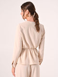 Blusa Beige effetto Goffrato