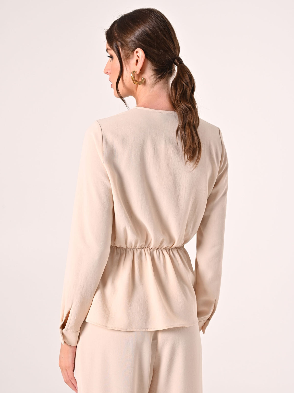 Blusa Beige effetto Goffrato