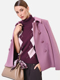 Maglia dolcevita in viscosa bordeaux con motivo a rombi