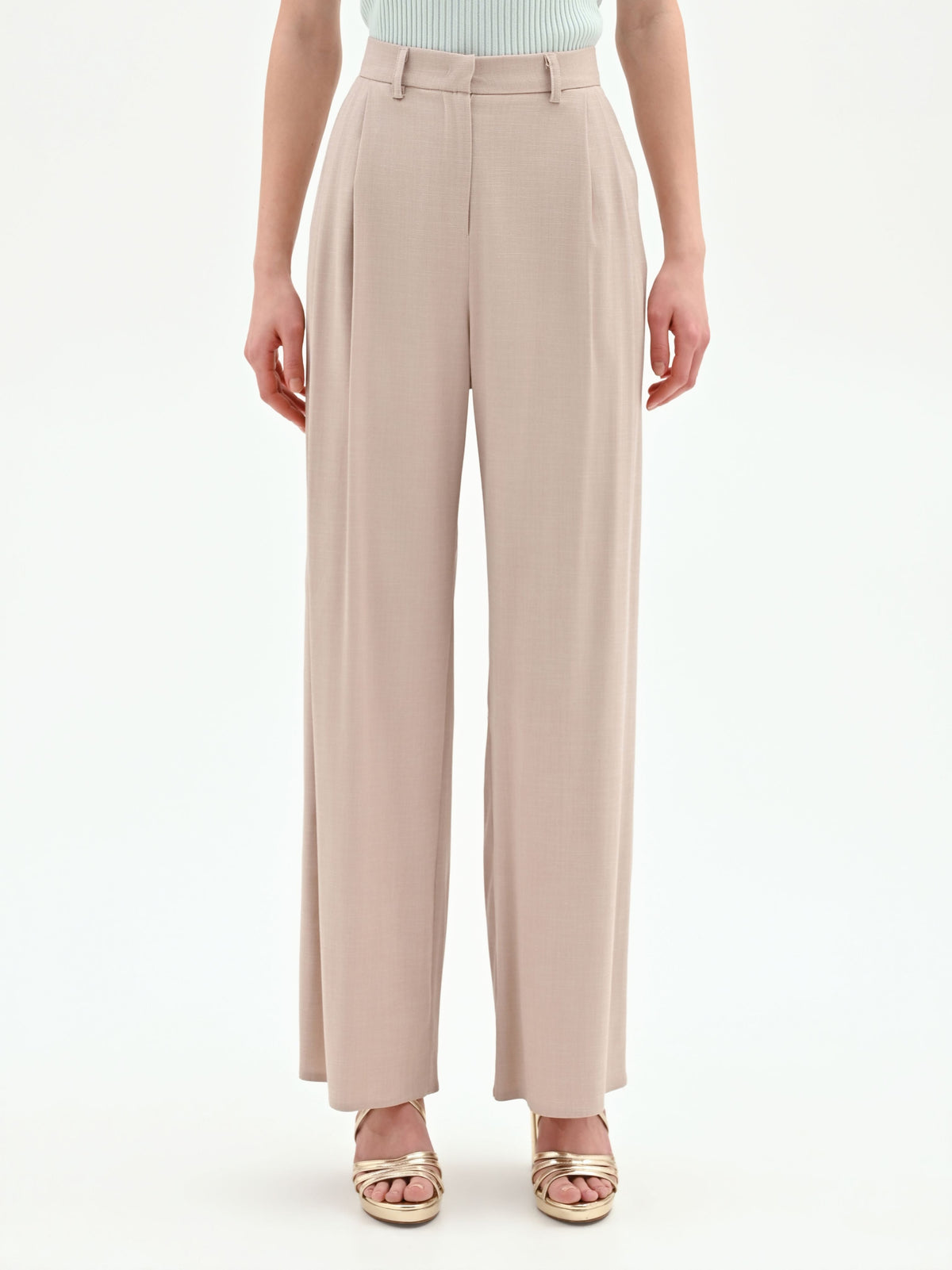 Pantalone palazzo tortora beige