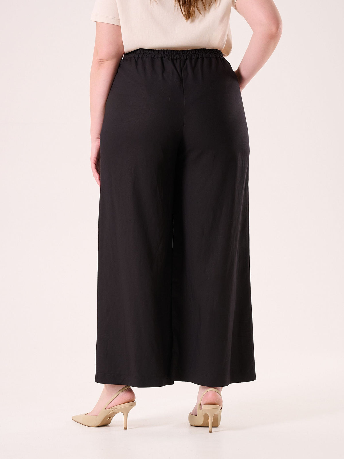 Pantaloni Curvy in Lino Viscosa Neri