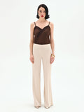 Pantalone a palazzo beige chiaro