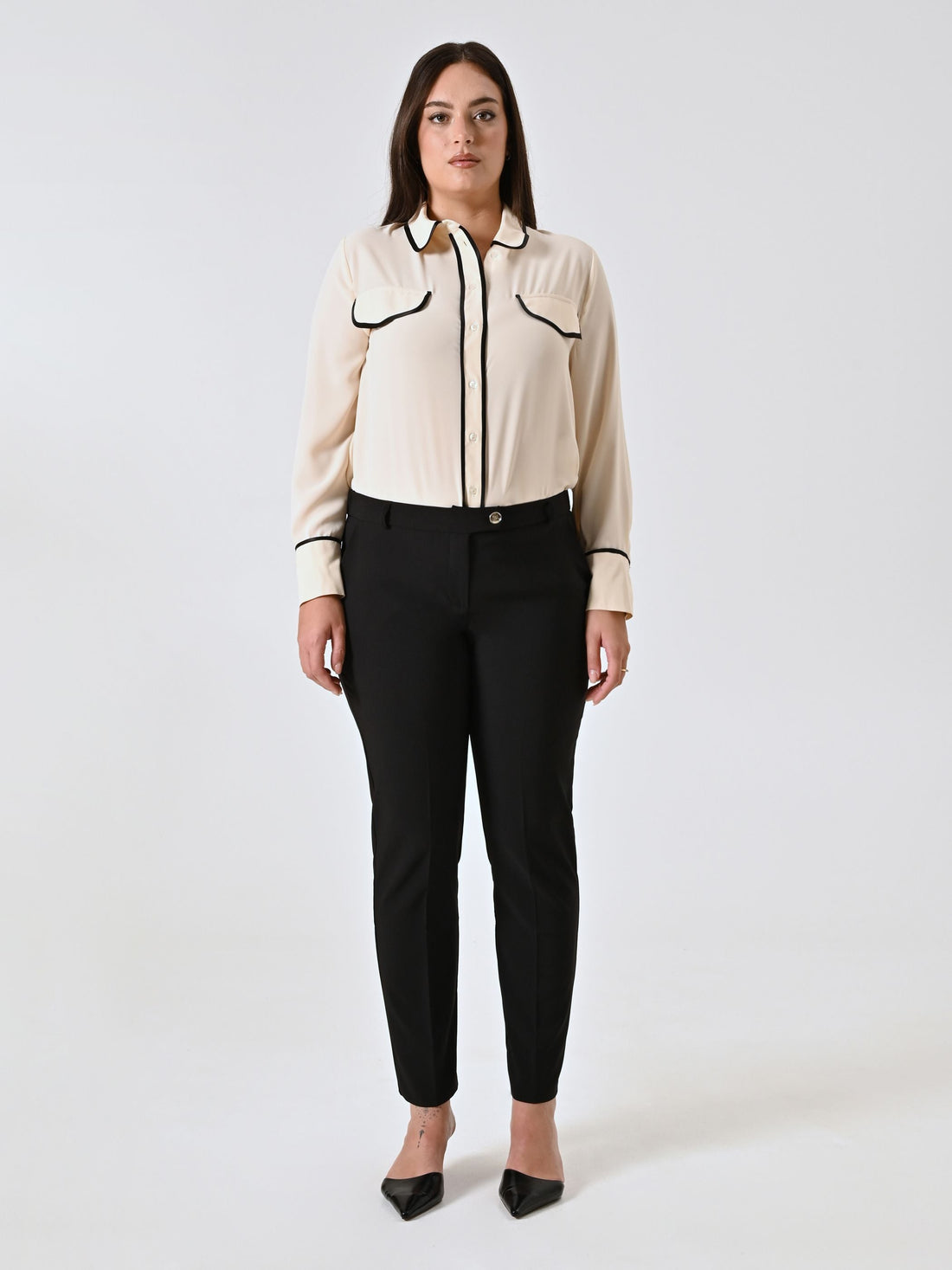 Pantaloni Curvy Straight Neri