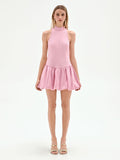 Abito rosa con gonna a palloncino