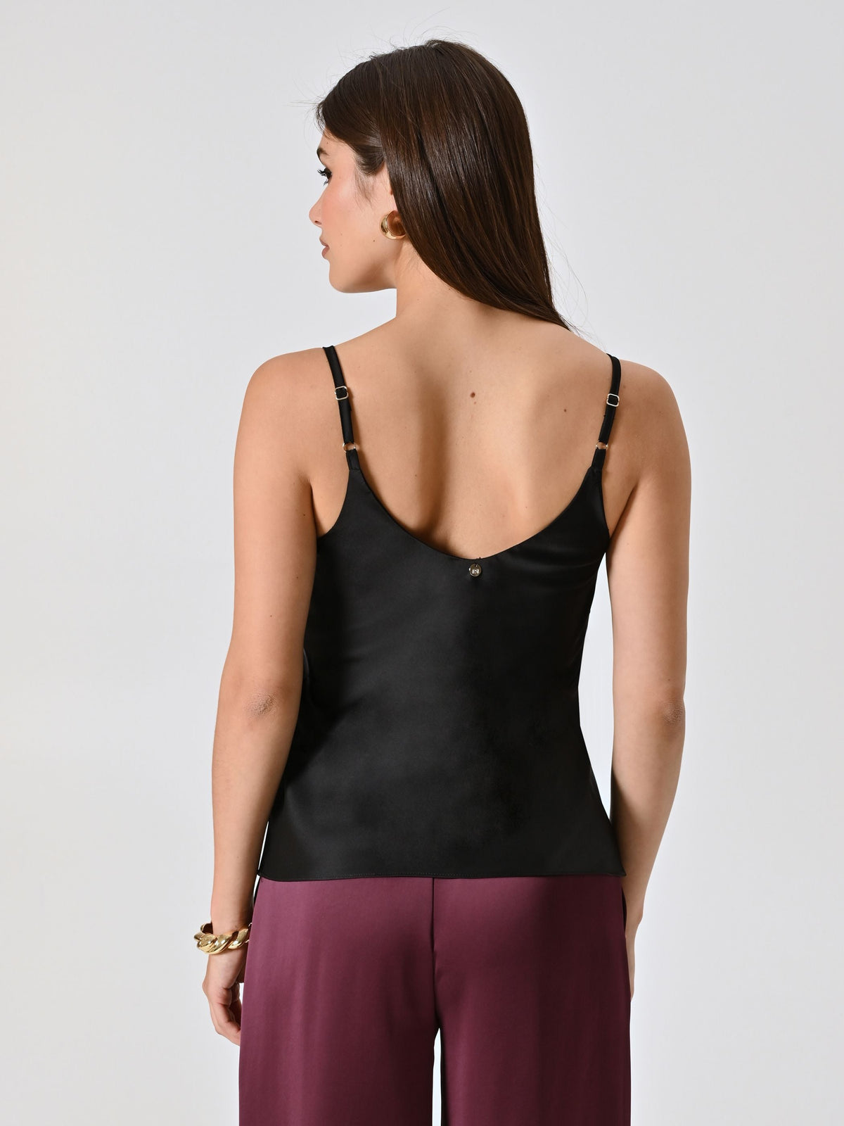 Top Nero Spalline Sottili