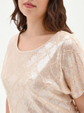 Blusa curvy beige chiaro con paillettes all over