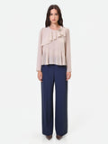 Blusa tortora beige con rouche asimmetrica