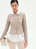 Giacca tortora beige con bottoni asimmetrici