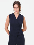 Gilet Studio gessato asimmetrico blu navy