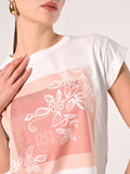 T-Shirt in Cotone con stampa Rosa & Strass