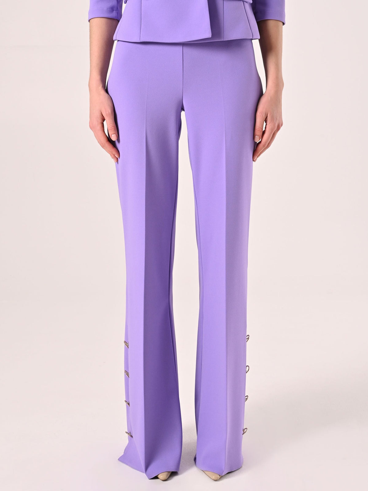 Pantaloni Palazzo in Scuba Mano Crepe Viola Lavanda