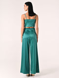Pantaloni in Raso strutturato Verde Reale
