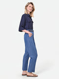 Pantalone blu in lyocell con pinces