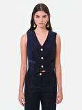 Gilet in velluto blu navy con bottoni Giorgia Palmas X Rinascimento