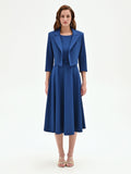 Giacca bolero blu brillante con maniche a tre quarti