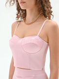 Top bustier rosa pastello con pizzo