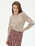 Blusa beige in raso con polsini