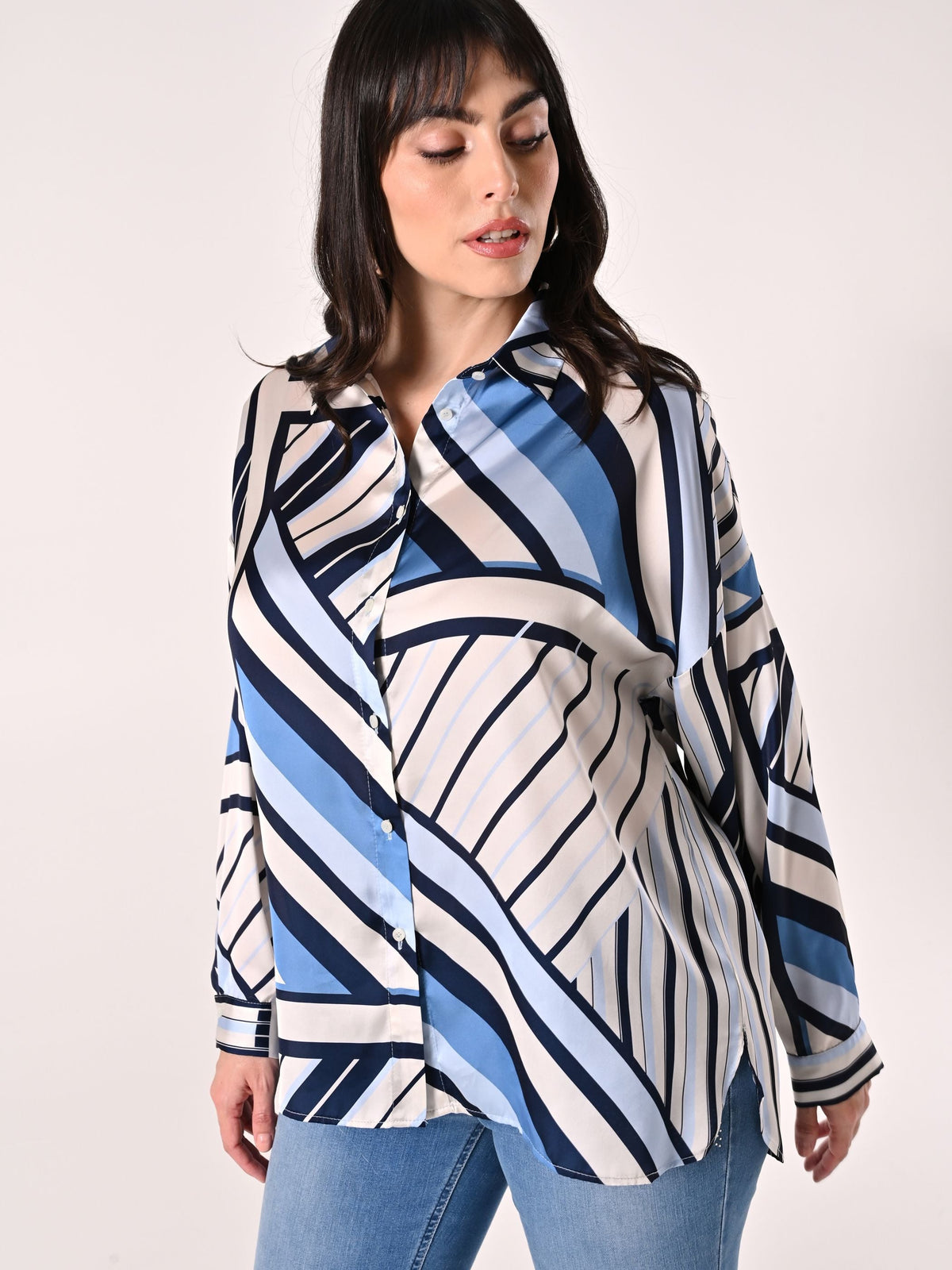 Camicia Curvy Righe Azzurre