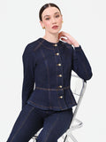 Giacca in denim blu navy con baschina