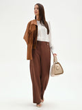 Pantalone in lino color cioccolato
