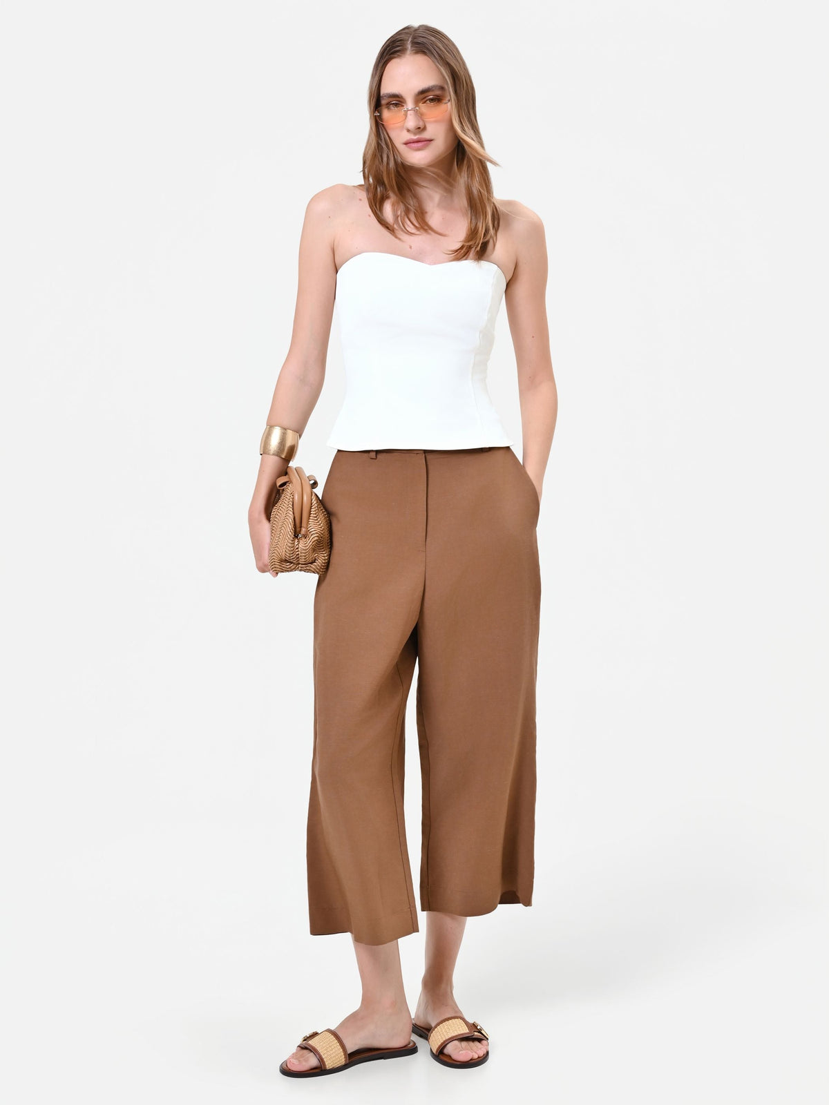 Pantaloni in Viscosa Marrone
