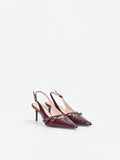 Décolleté slingback bordeaux con cinturini incrociati